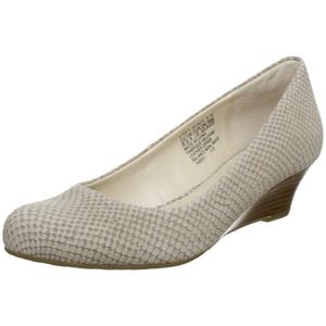 Rockport Leather Snake Skin Low Wedge Heels Cream
